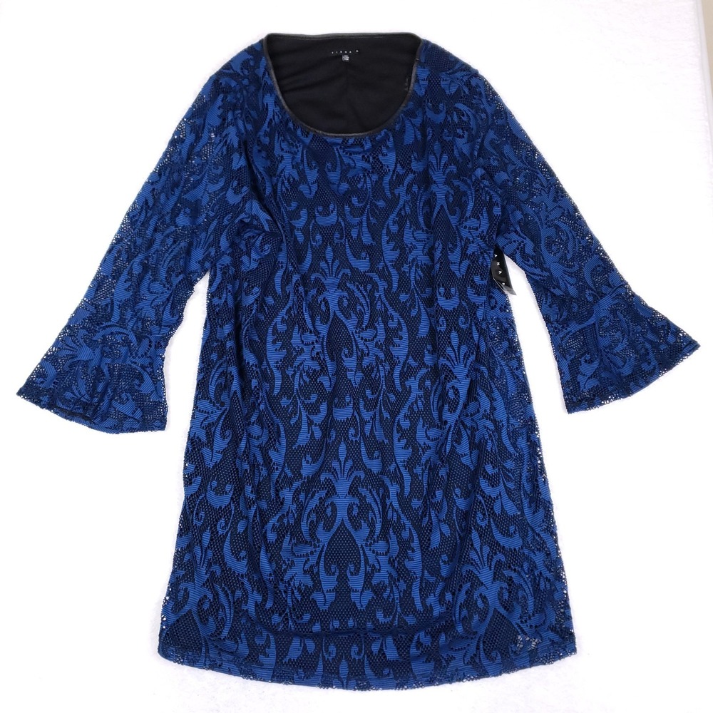 Tiana B. Royal Blue Patterned Long Sleeve Dress
